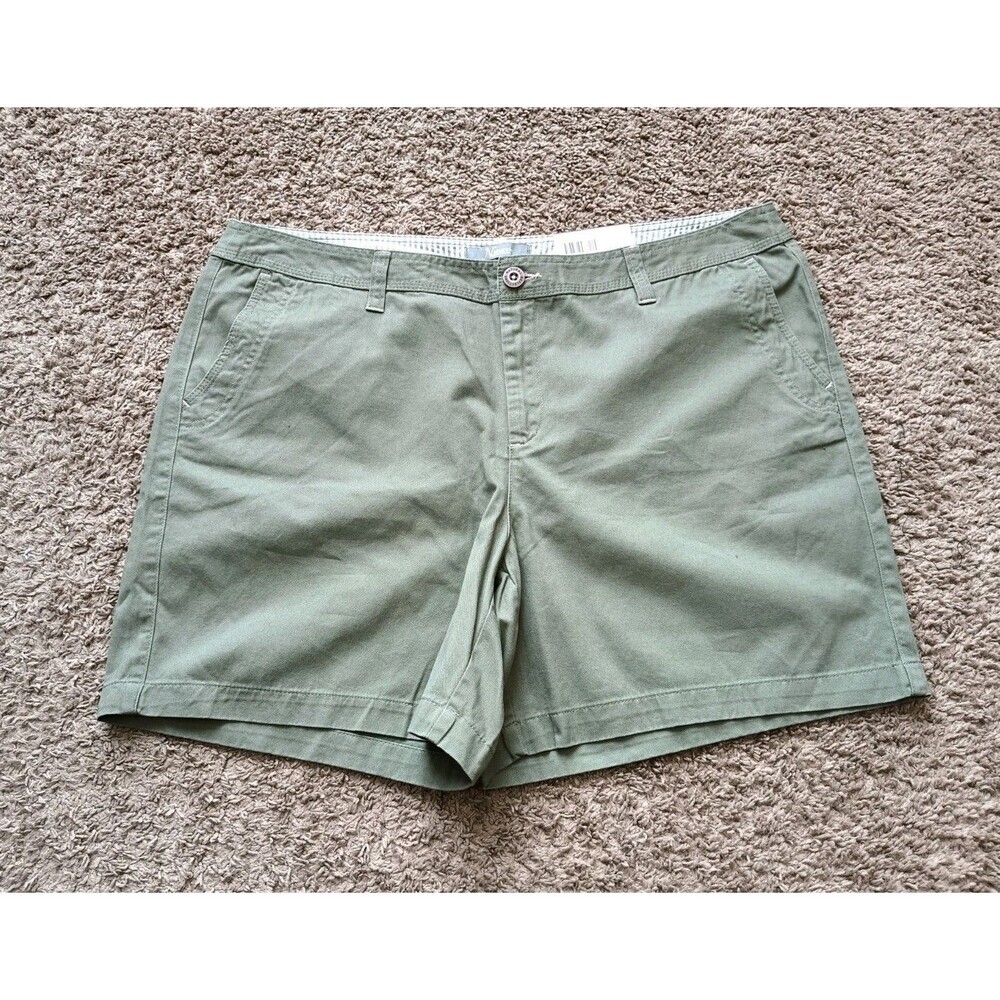 Natural Reflections Chino Shorts Womens 18W Green Pockets Cotton Casual New